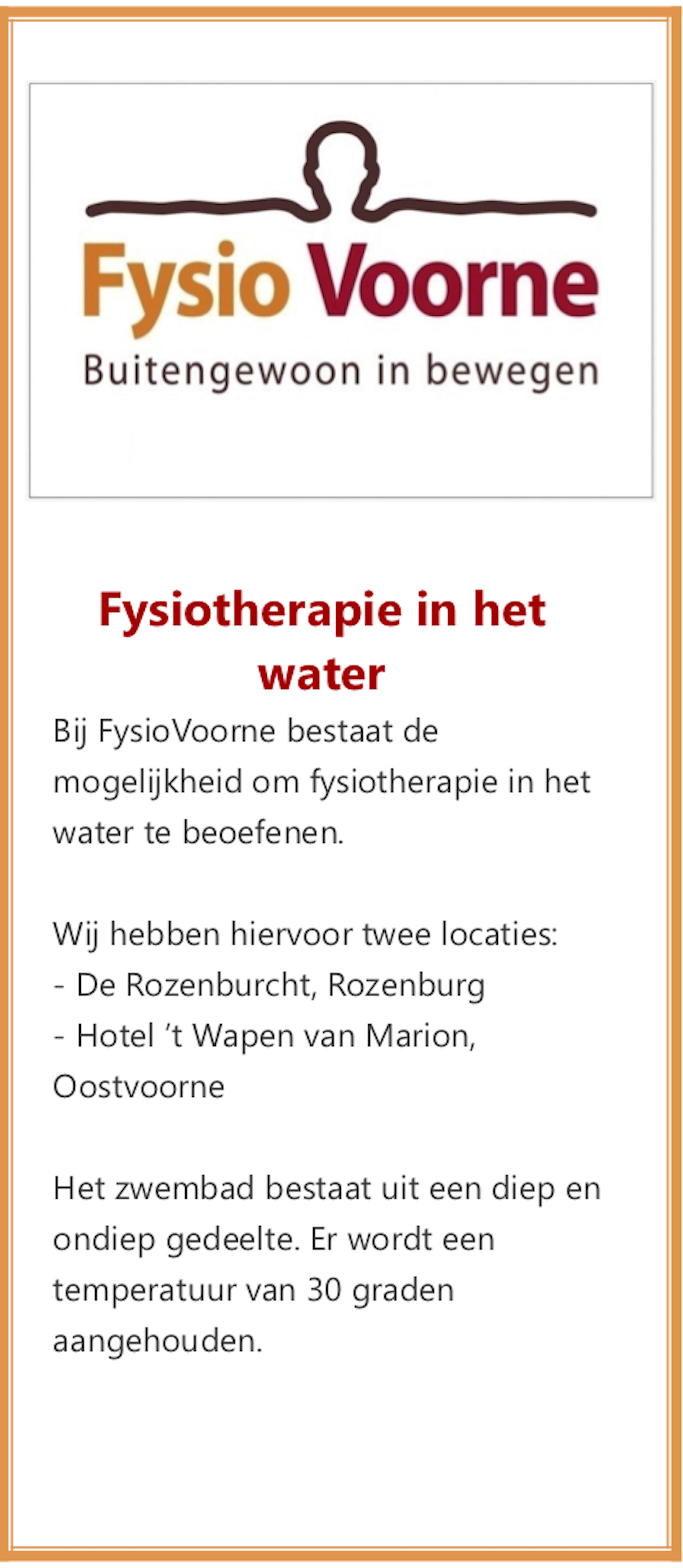 Fysiotherapie in water